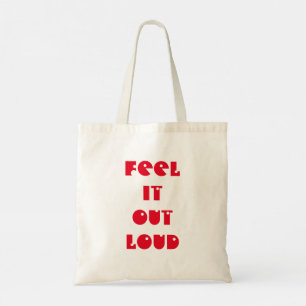"Voel het luid uit" tweezijdige rode/paarse canvas Tote Bag