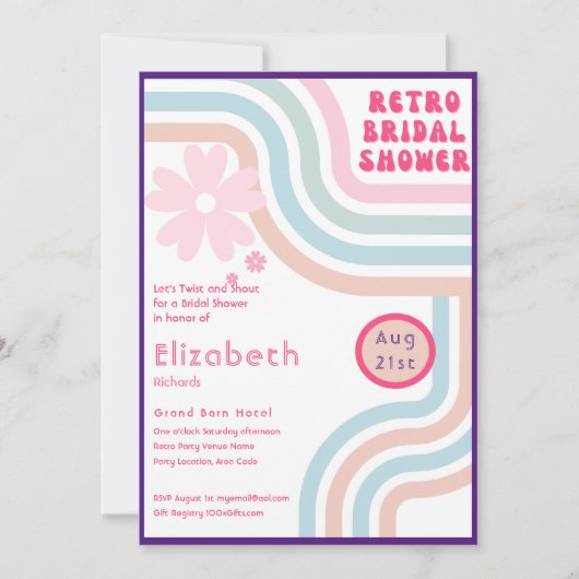 Voel het Ritme! Kosmische Retro 70s Bruidsdouche Kaart (Voorkant)