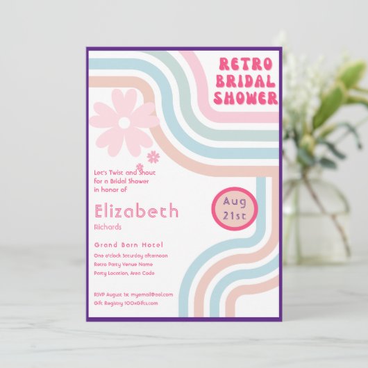 Voel het Ritme! Kosmische Retro 70s Bruidsdouche Kaart (Staand voorkant)