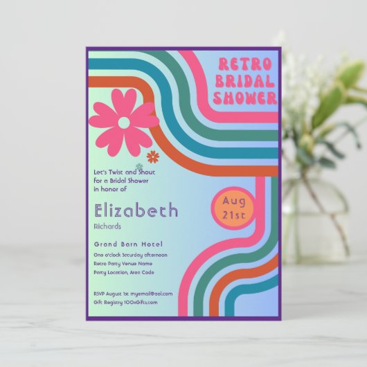 Voel het Ritme! Kosmische Retro 70s Bruidsdouche Kaart (Staand voorkant)