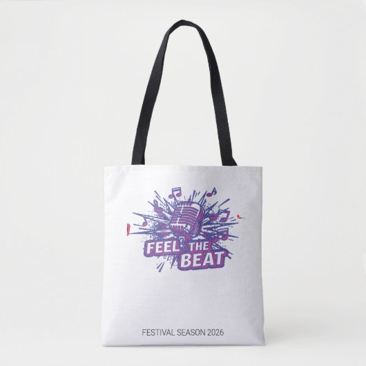 Voel het Ritme | Retro Microfoon Persoonlijke Musi Tote Bag (Voorkant)
