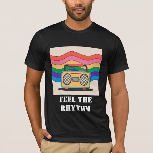 Voel het ritme van de retro boombox t-shirt (Voorkant)