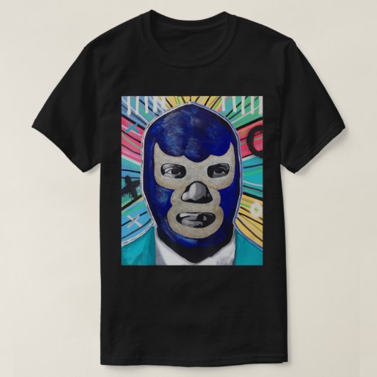 Voel-Ink Demon Blue Lucha Libre Mexican Wrestling T-shirt (Design voorkant)