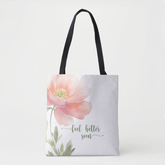 Voel je beter Grote Perzik Aquarel Bloem Tote Bag (Voorkant)