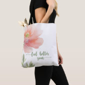 Voel je beter Grote Perzik Aquarel Bloem Tote Bag (Dichtbij)