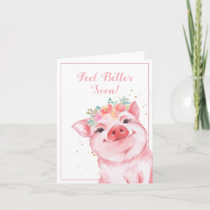 Voel je beter in de nabije toekomst Cute Pig Kaart