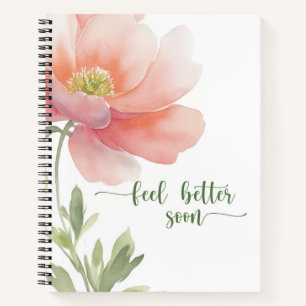 Voel je beter Mooi Grote Perzik Aquarel Bloem Notitieboek