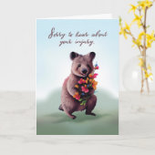 Voel je beter na een blessure Beer knuffel met blo Kaart (Gele Bloem)