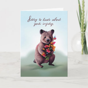 Voel je beter na een blessurebeerknuffel met bloem kaart