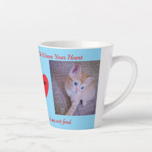 Voel je blauw Warme Hart Kat Foto Latte Mok