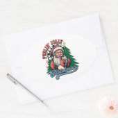 Voel je blij Kerstman Ovale Sticker (Envelop)