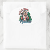 Voel je blij Kerstman Ovale Sticker (Tas)