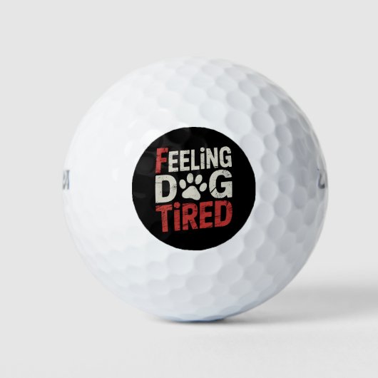 Voel je hond vermoeid Grappige Retro  Golfballen (Voorkant)