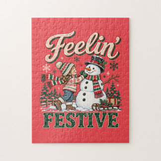 Voel je Kerstmis Kerstsneeuwman Kinderen Legpuzzel