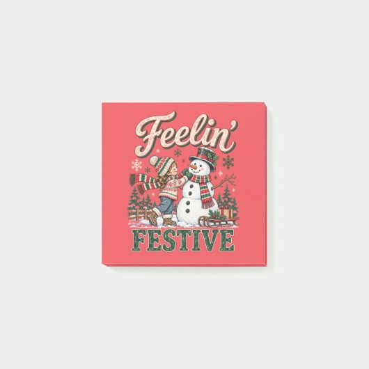 Voel je Kerstmis Kerstsneeuwman Kinderen Post-it® Notes (Voorkant)