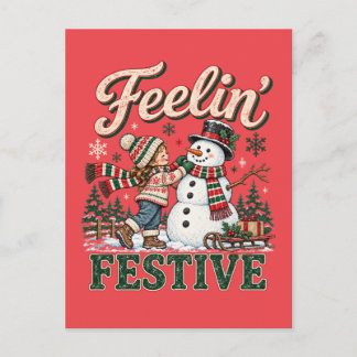 Voel je Kerstmis Kerstsneeuwman Kinderen Uitnodiging Briefkaart
