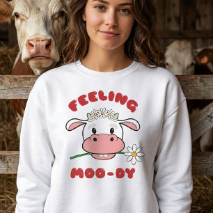 Voel je Moo-orig Cute Cartoon Koe Quote Sweatshi Trui