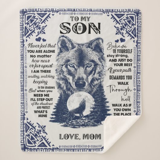 Voel je nooit zo...tegen mijn zoon... sherpa deken (Voorkant)