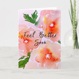Voel je snel beter Beterschap Waterverf Bloemen Kaart