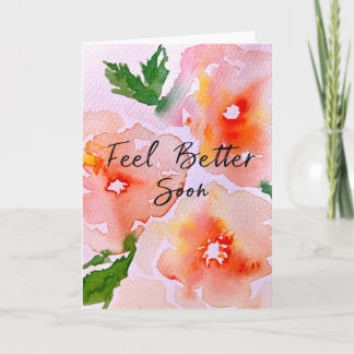 Voel je snel beter Beterschap Waterverf Bloemen Kaart