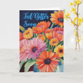 Voel je snel beter Blooms Rise Up Waterverf Kaart (Gele Bloem)