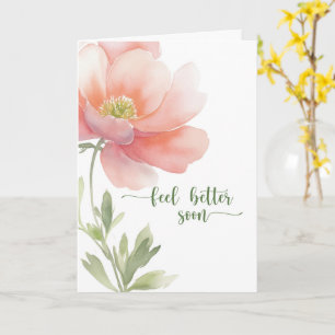 Voel je snel beter Elegante grote waterverf bloem Kaart