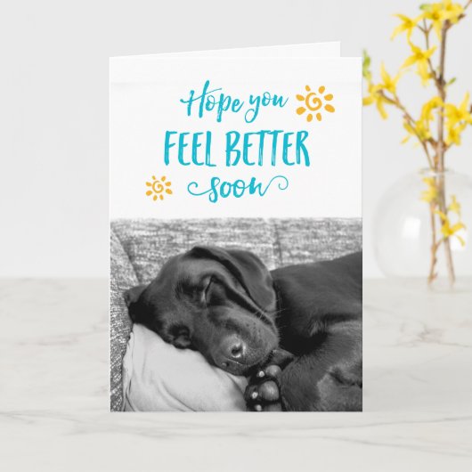 Voel je snel beter en wens je het beste | Blauw wo Kaart (Gele Bloem)