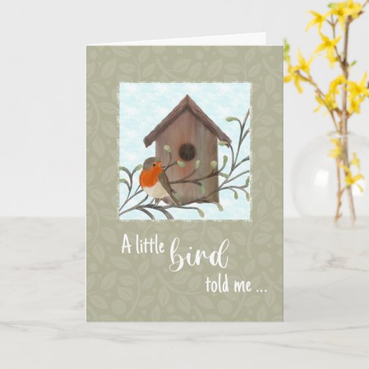 Voel je snel beter kleine vogel en vogelhuisje  kaart (Gele Bloem)