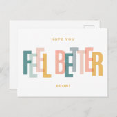 Voel je snel beter, kleurrijk krijg goed briefkaar briefkaart (Voorkant / Achterkant)