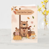 Voel je snel beter Knus herfst boslandschap scène Kaart (Gele Bloem)