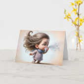 Voel je snel beter niezen meisje met weefsel kaart (Gele Bloem)