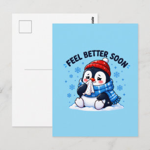 Voel je snel beter Pinguïn Snel Beter Groet Briefkaart