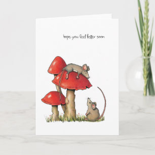 Voel je snel beter, Whimsical Art, Mice, Toadstool Kaart