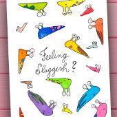 Voel je traag? Kom snel goed, briefkaart. Feestdagenkaart