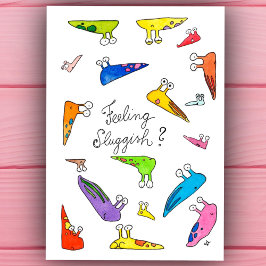 Voel je traag? Kom snel goed, briefkaart. Feestdagenkaart