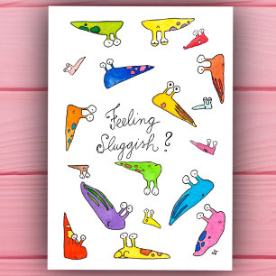 Voel je traag? Kom snel goed, briefkaart. Feestdagenkaart