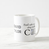 Voel je veilig vanavond! koffiemok (Voorkant rechts)