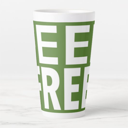 Voel je vrij Print Novelty; Groene achtergrond Latte Mok (Voorkant)