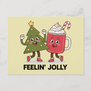 Voel je vrolijk Kerstboom Koffie Liefhebber Winter Briefkaart