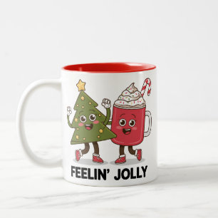 Voel je vrolijk Kerstboom Koffie Liefhebber Winter Tweekleurige Koffiemok
