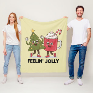 Voel je vrolijk Kerstboom Koffieliefhebber Winter Fleece Deken