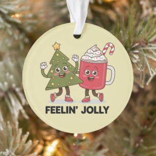 Voel je vrolijk Kerstboom Koffieliefhebber Winter Ornament