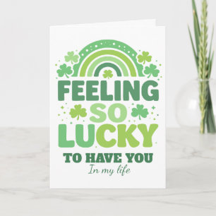 Voel me zo gelukkig Retro St. Patrick's Day Regenb Feestdagen Kaart