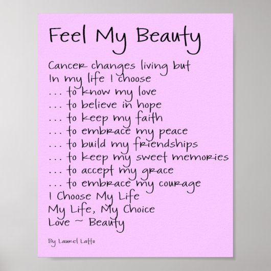 Voel mijn Poster voor mooie kankergedicht (Voorkant)