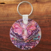 Voel mijn schoonheidsroze kankerengel sleutelhanger (Voorkant)