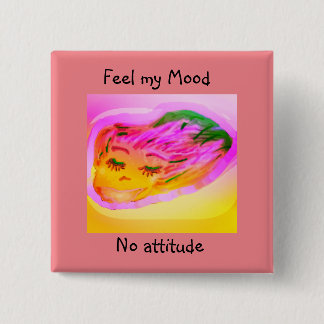 Voel mijn stemming geen attitude pastel cartoon ge vierkante button 5,1 cm