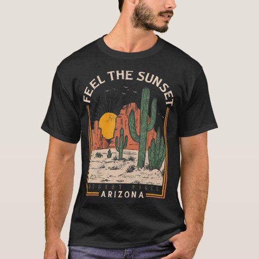 Voel Zonsondergang Woestijnvibes Arizona Mountain T-shirt (Voorkant)