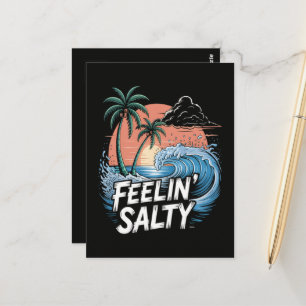 Voel Zout Strand Zomer Vakantie 70S Briefkaart
