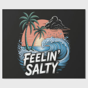 Voel Zoutig Strand Zomer Vakantie 70S Cadeaupapier