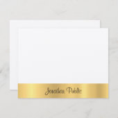 Voelde Ecru Modern Elegant Gold Hand Script Sjablo Notitiekaartje (Voorkant / Achterkant)